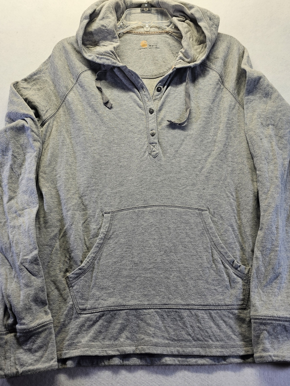 Carhartt Heather Gray Hooded Henley Pullover